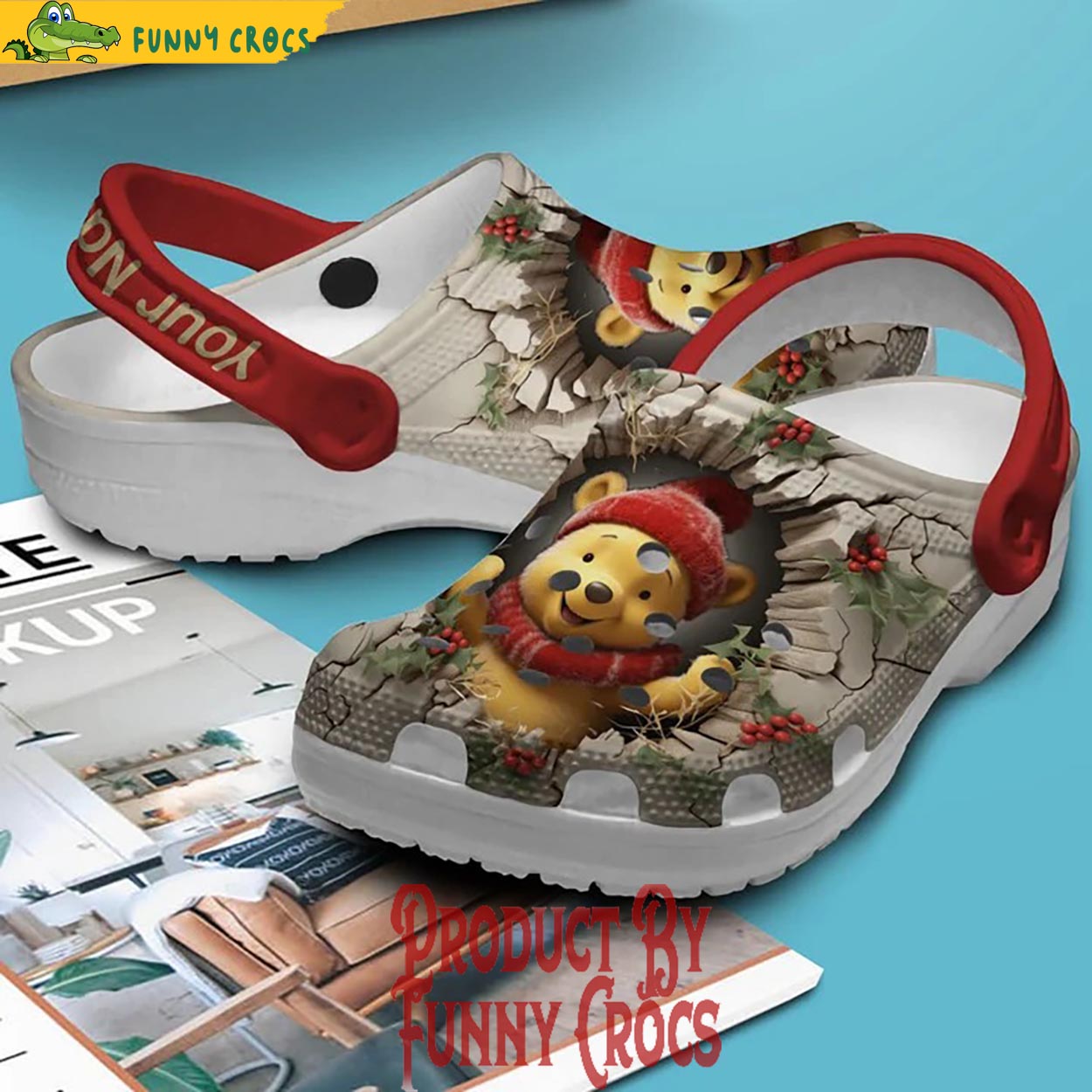 Merchidea Winnie The Pooh Cartoon Christmas Crocs Crocband Clogs Shoes Comfortable For Men Women and Kids