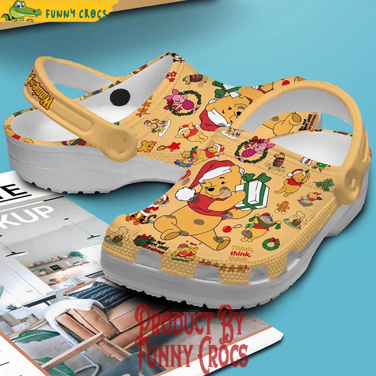 Merchidea Winnie The Pooh Cartoon Christmas Crocs Crocband Clogs Shoes Comfortable For Men Women and Kids