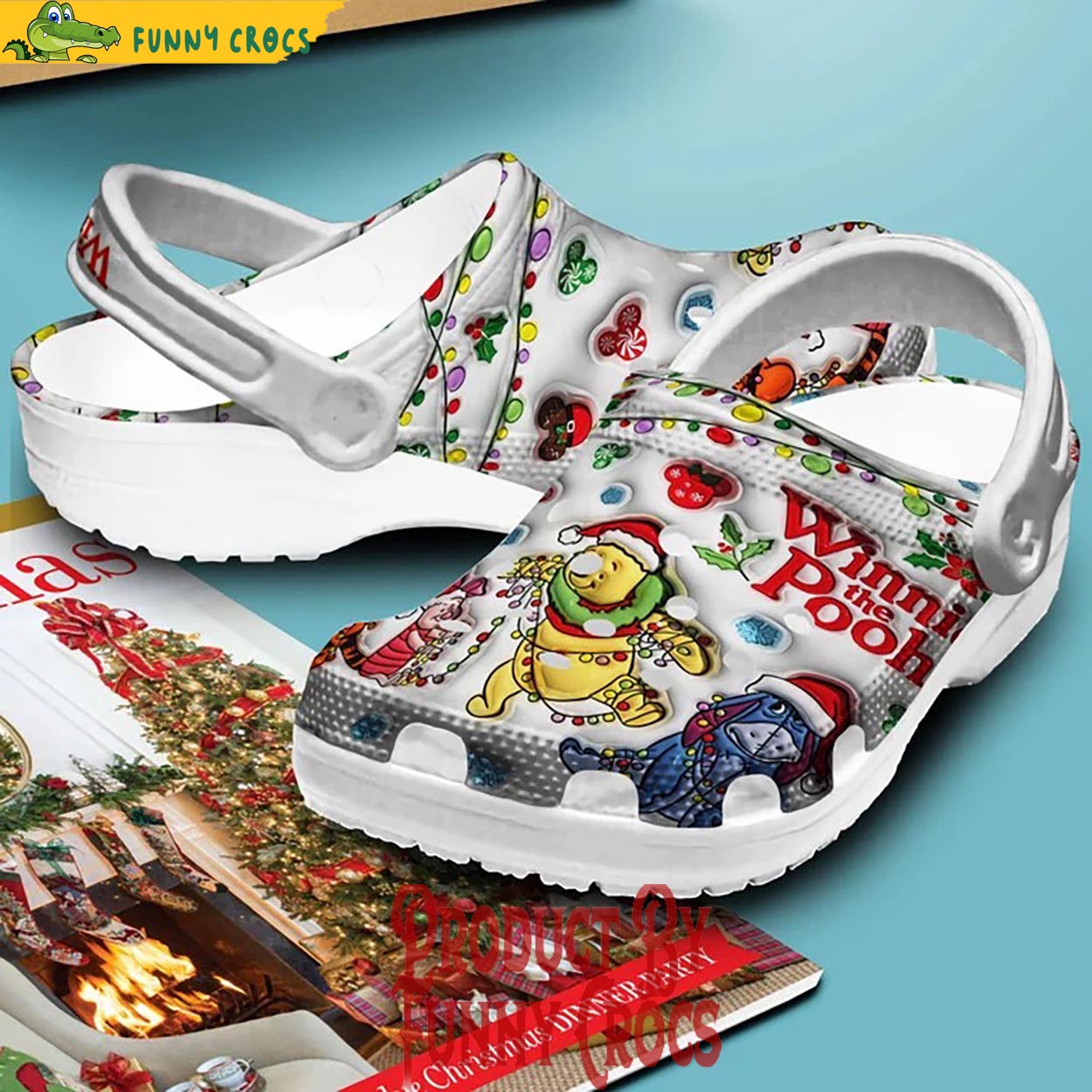 Merchidea Winnie The Pooh Cartoon Christmas Crocs Crocband Clogs Shoes Comfortable For Men Women and Kids