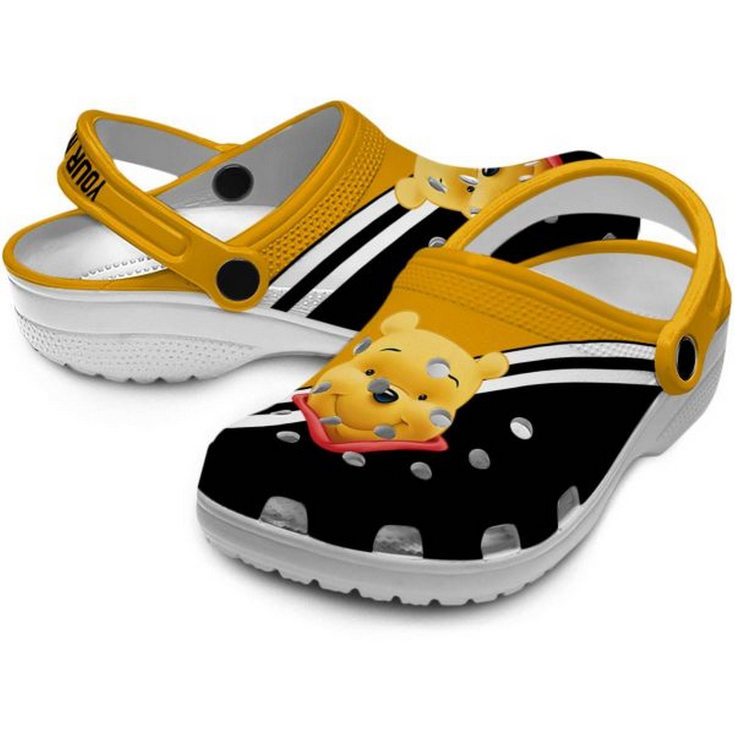 Merchidea Winnie The Pooh Cartoon Crocs Crocband Clogs Shoes Comfortable For Men Women and Kids
