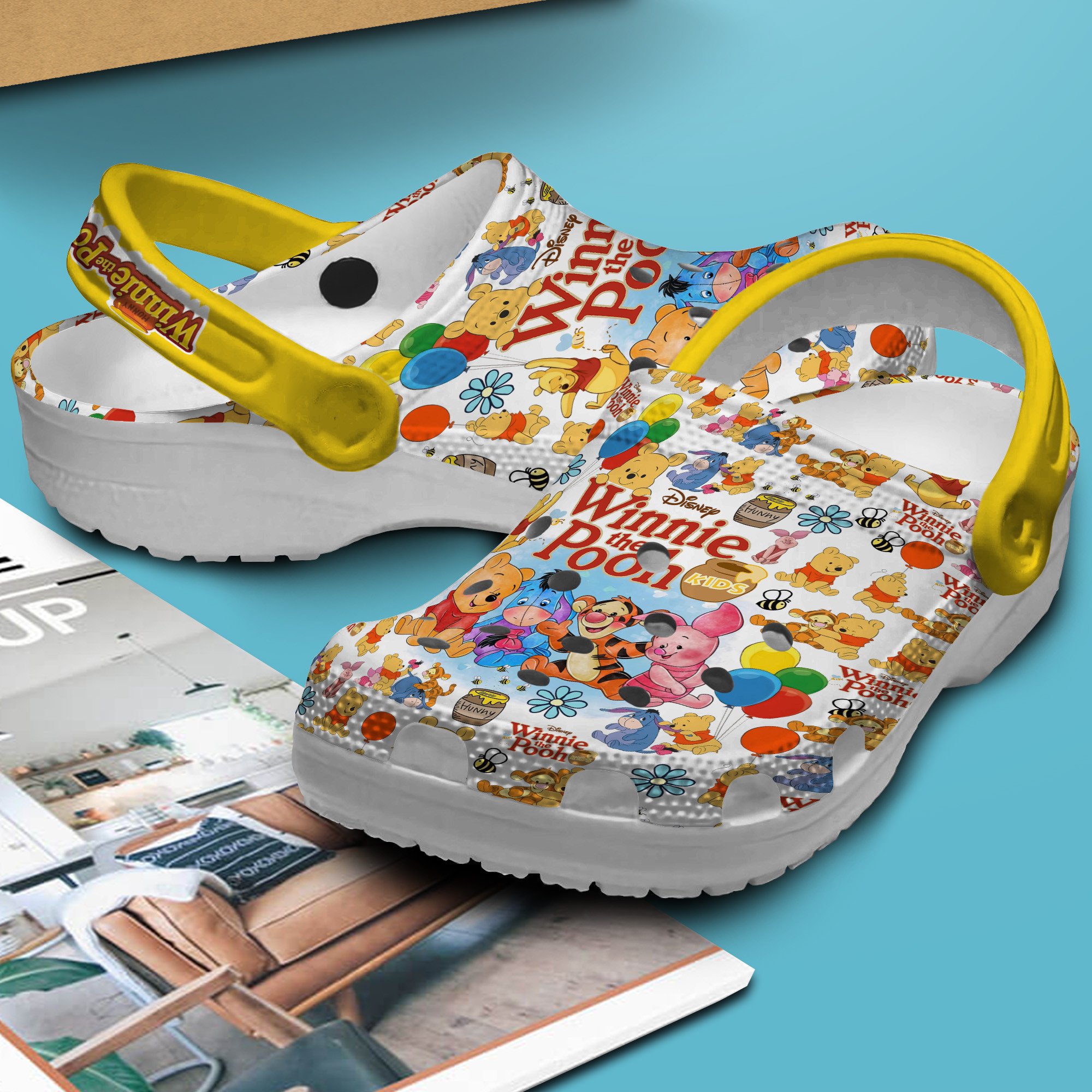 Merchidea Winnie The Pooh Cartoon Crocs Crocband Clogs Shoes Comfortable For Men Women and Kids