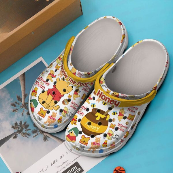 Merchidea Winnie The Pooh Cartoon Crocs Crocband Clogs Shoes Comfortable For Men Women and Kids