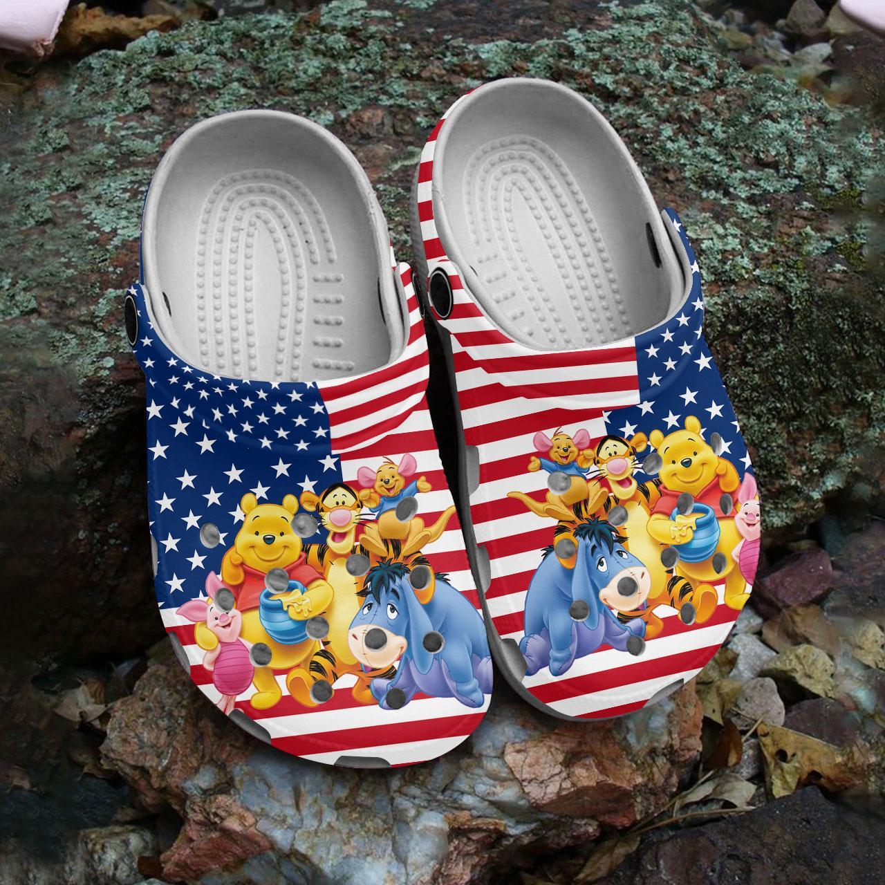 Merchidea Winnie The Pooh Cartoon Crocs Crocband Clogs Shoes Comfortable For Men Women and Kids