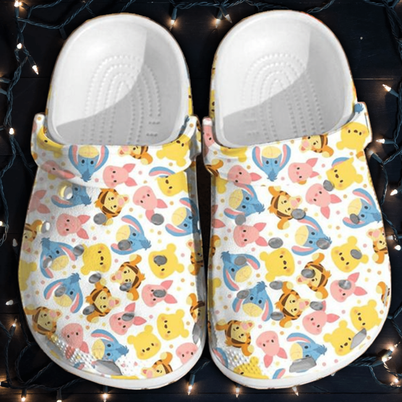 Merchidea Winnie The Pooh Cartoon Crocs Crocband Clogs Shoes Comfortable For Men Women and Kids