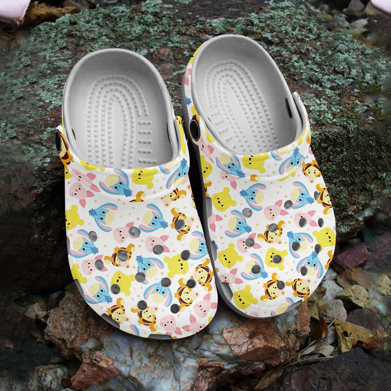 Merchidea Winnie The Pooh Cartoon Crocs Crocband Clogs Shoes Comfortable For Men Women and Kids