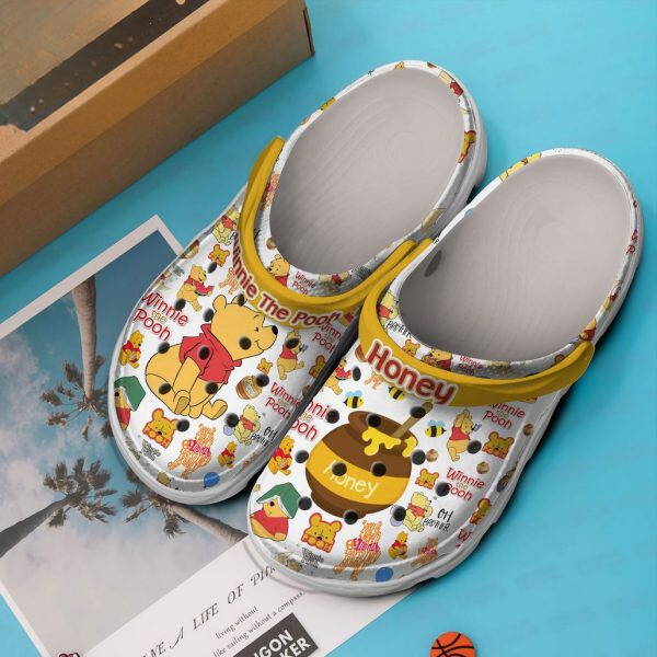 Merchidea Winnie The Pooh Cartoon Crocs Crocband Clogs Shoes Comfortable For Men Women and Kids