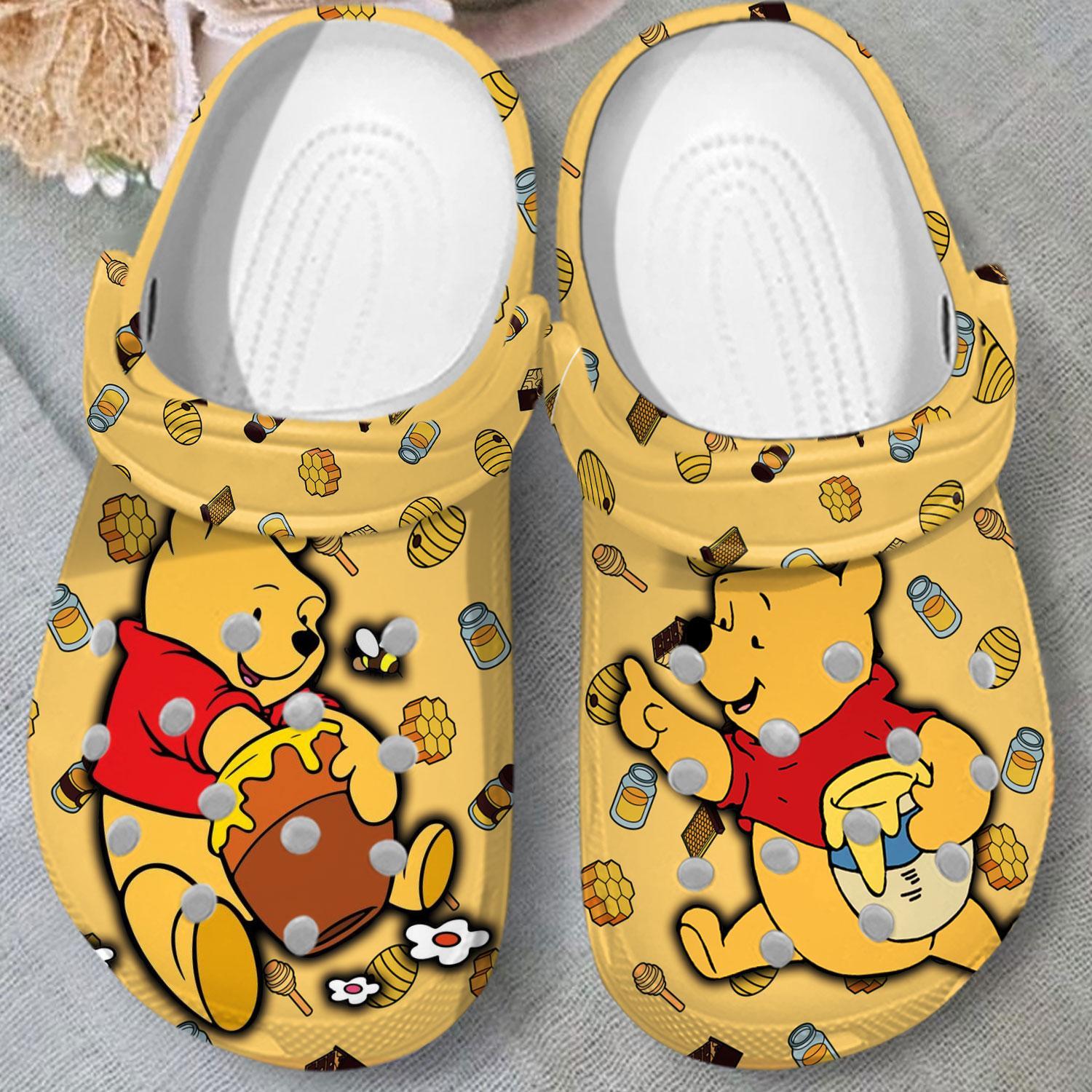 Merchidea Winnie The Pooh Cartoon Crocs Crocband Clogs Shoes Comfortable For Men Women and Kids