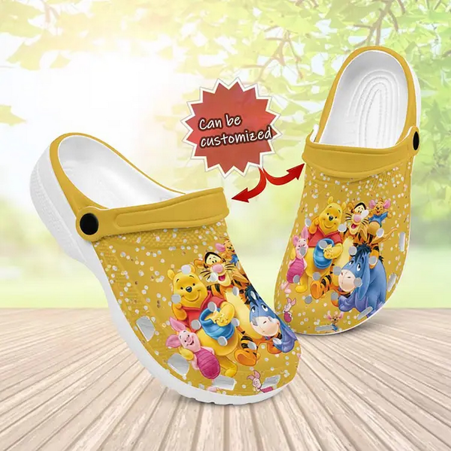 Merchidea Winnie The Pooh Cartoon Crocs Crocband Clogs Shoes Comfortable For Men Women and Kids
