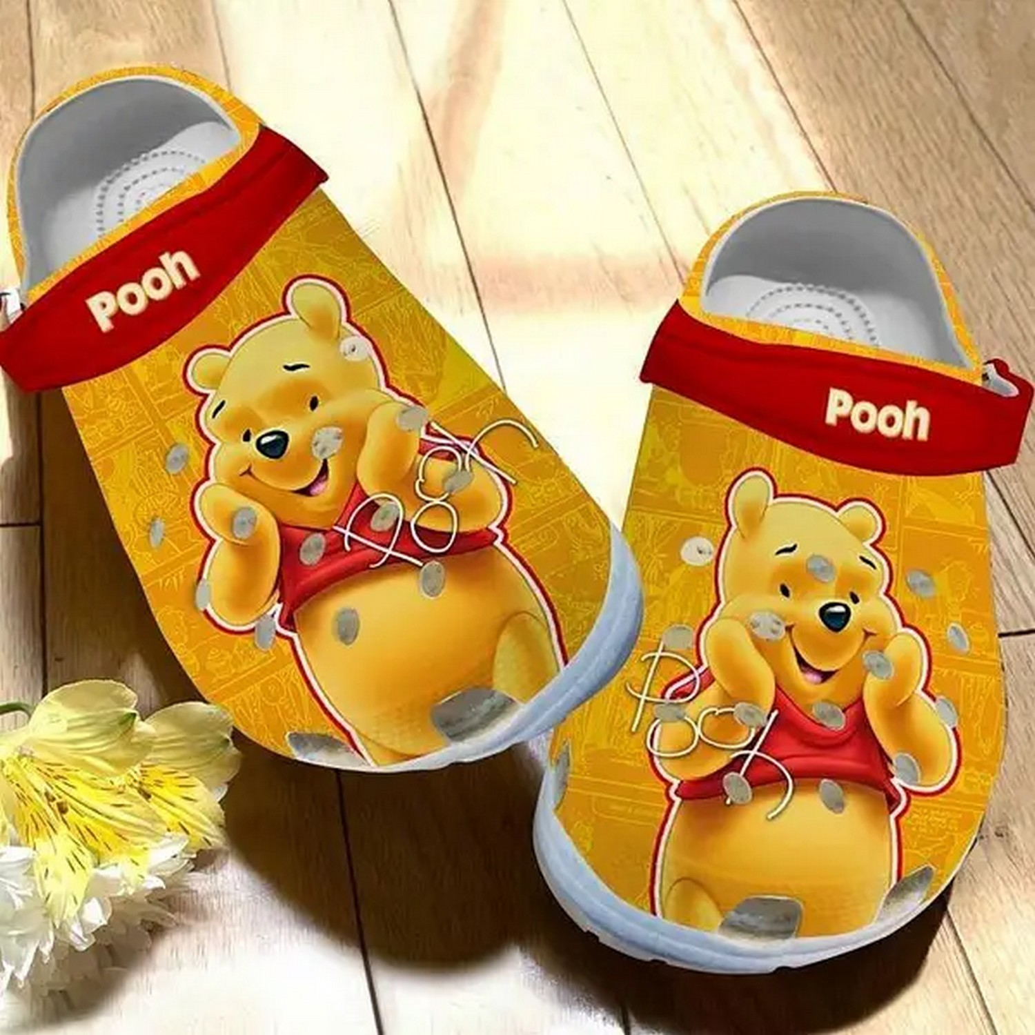 Merchidea Winnie The Pooh Cartoon Crocs Crocband Clogs Shoes Comfortable For Men Women and Kids