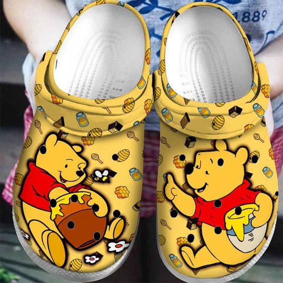 Merchidea Winnie The Pooh Cartoon Crocs Crocband Clogs Shoes Comfortable For Men Women and Kids