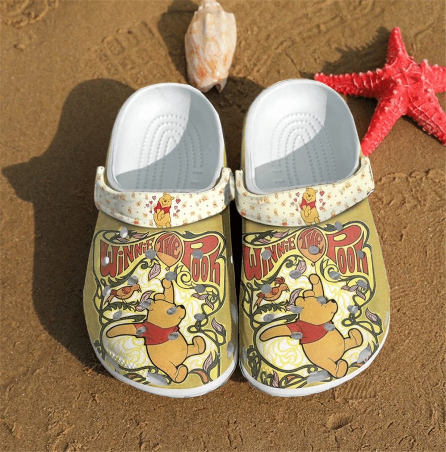 Merchidea Winnie The Pooh Cartoon Crocs Crocband Clogs Shoes Comfortable For Men Women and Kids