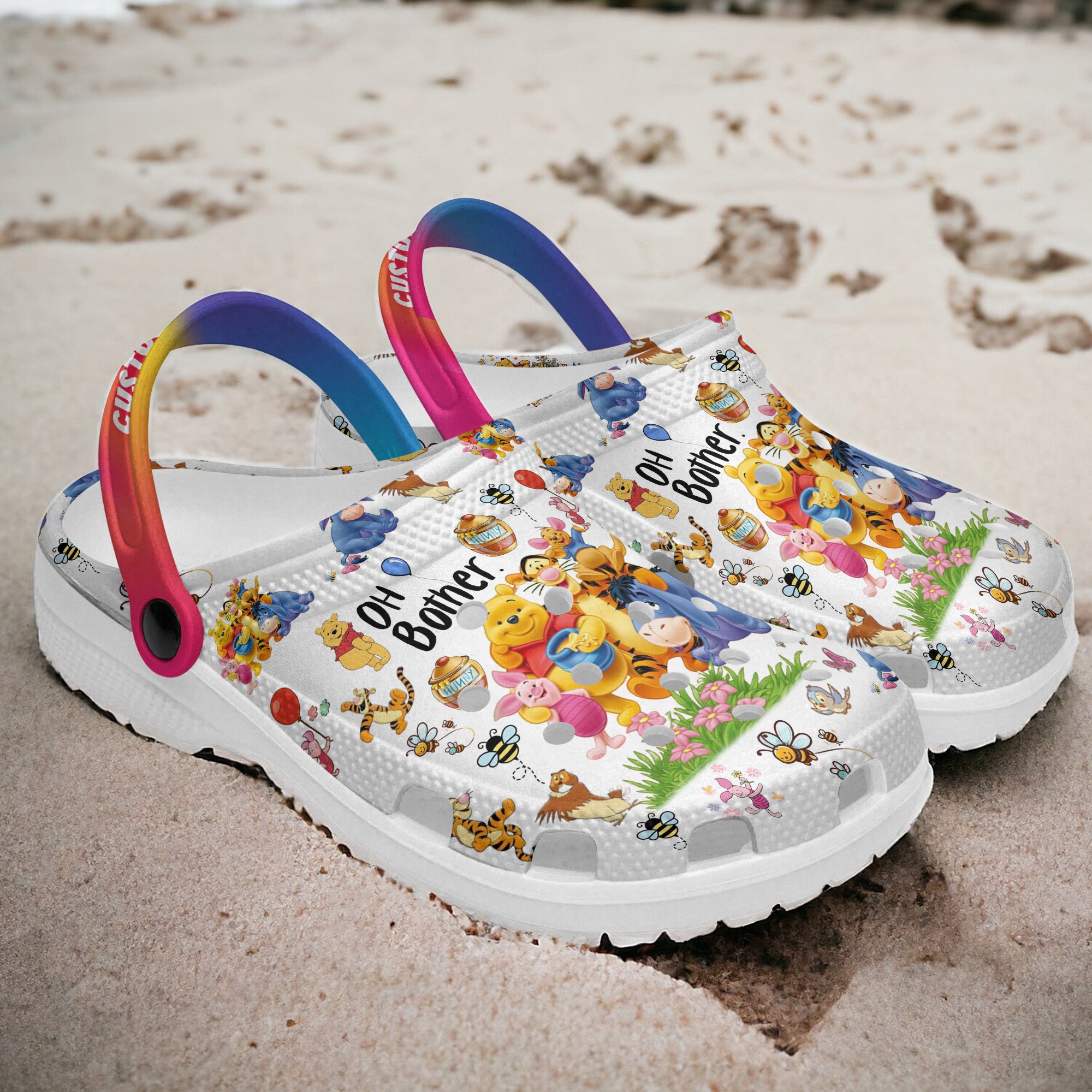 Merchidea Winnie The Pooh Cartoon Crocs Crocband Clogs Shoes Comfortable For Men Women and Kids