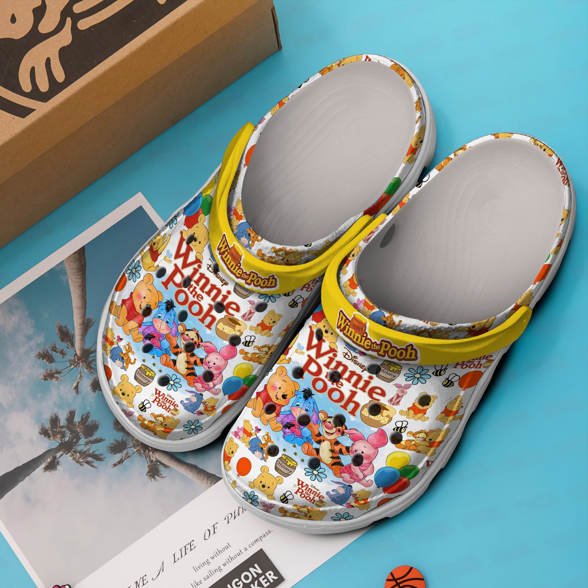 Merchidea Winnie The Pooh Cartoon Crocs Crocband Clogs Shoes Comfortable For Men Women and Kids
