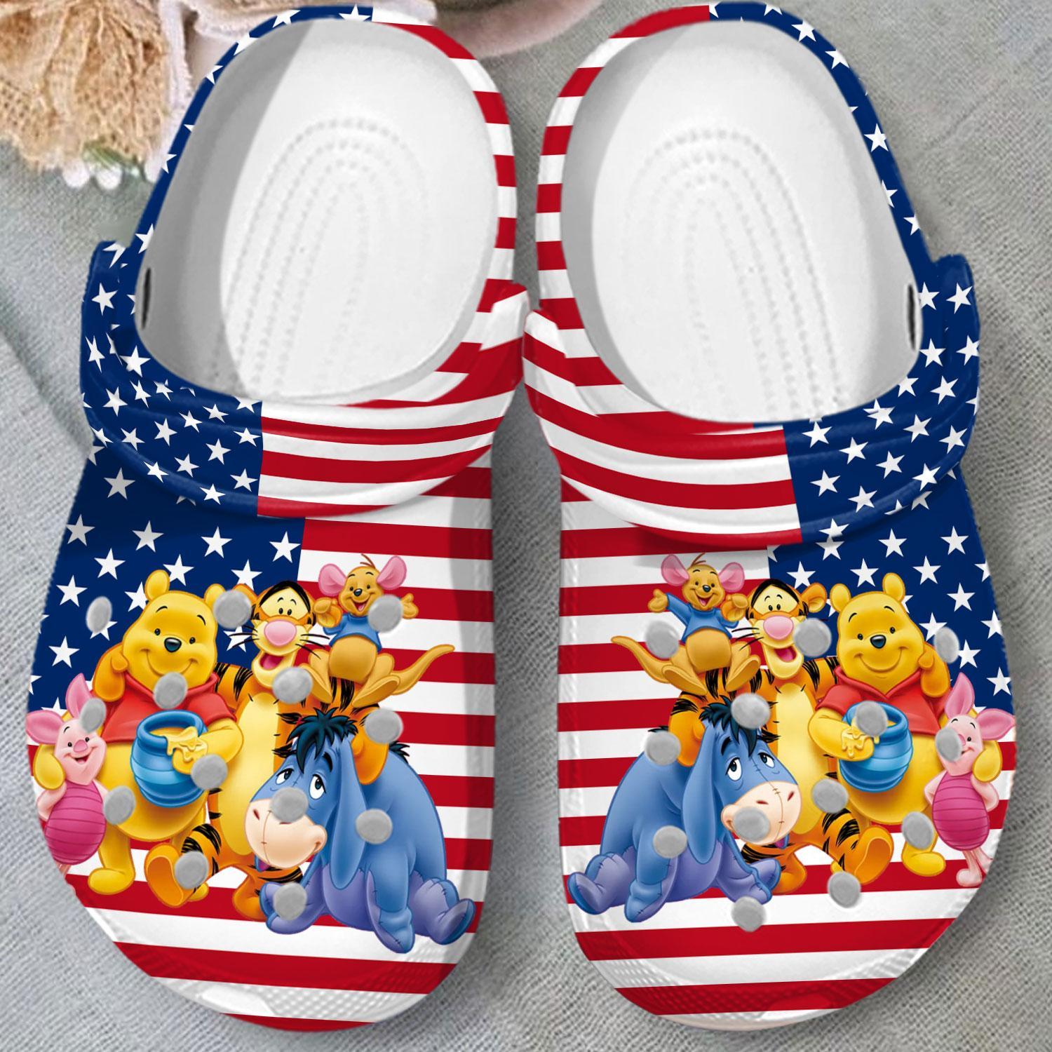 Merchidea Winnie The Pooh Cartoon Crocs Crocband Clogs Shoes Comfortable For Men Women and Kids