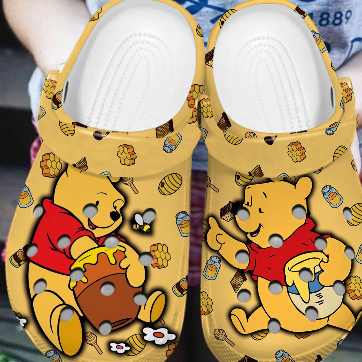 Merchidea Winnie The Pooh Cartoon Crocs Crocband Clogs Shoes Comfortable For Men Women and Kids