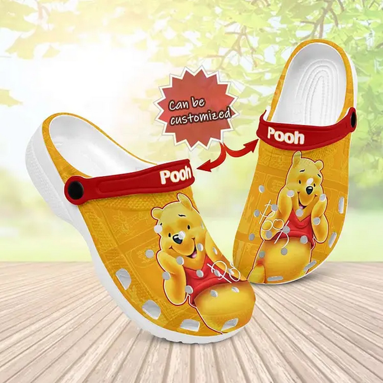 Merchidea Winnie The Pooh Cartoon Crocs Crocband Clogs Shoes Comfortable For Men Women and Kids