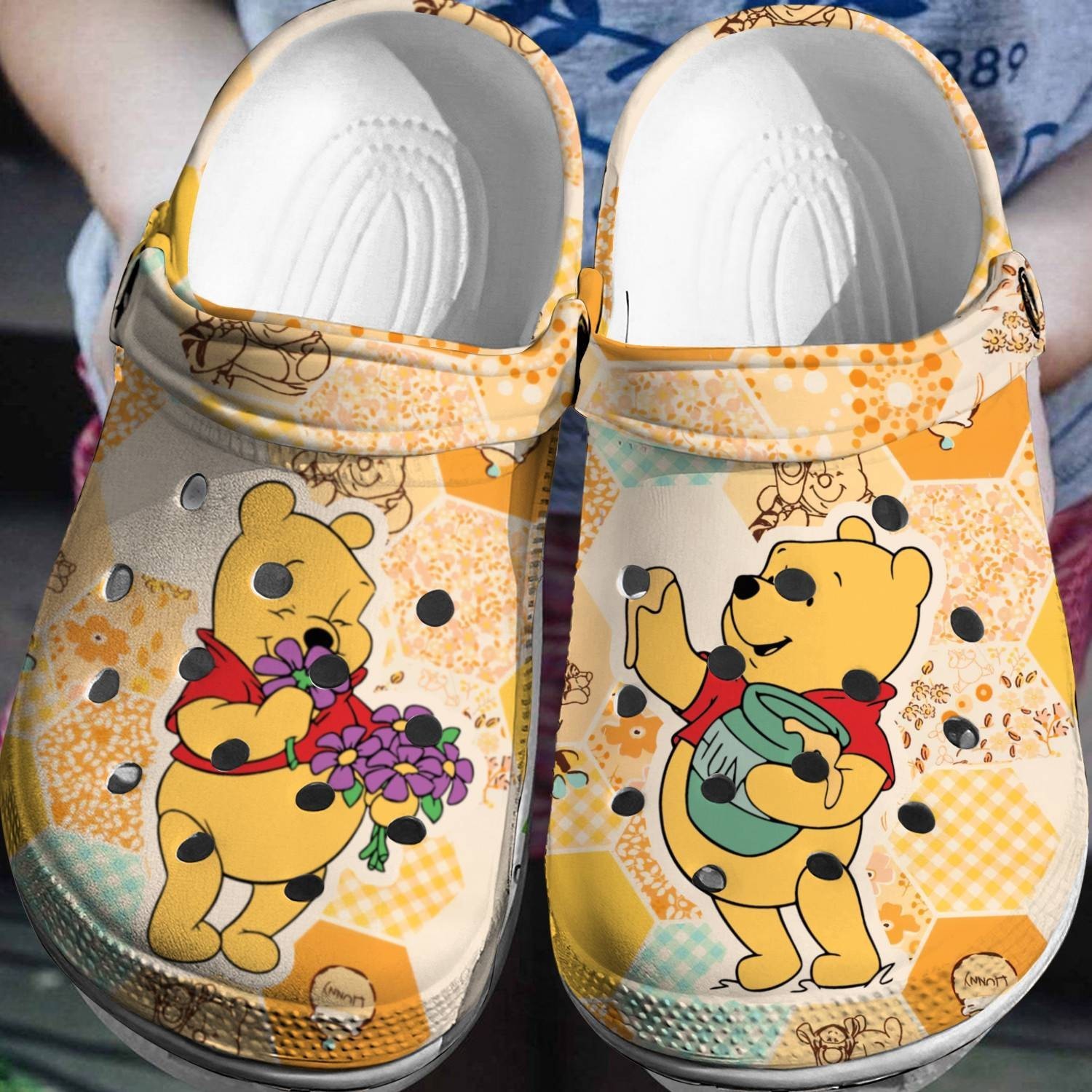 Merchidea Winnie The Pooh Cartoon Crocs Crocband Clogs Shoes Comfortable For Men Women and Kids