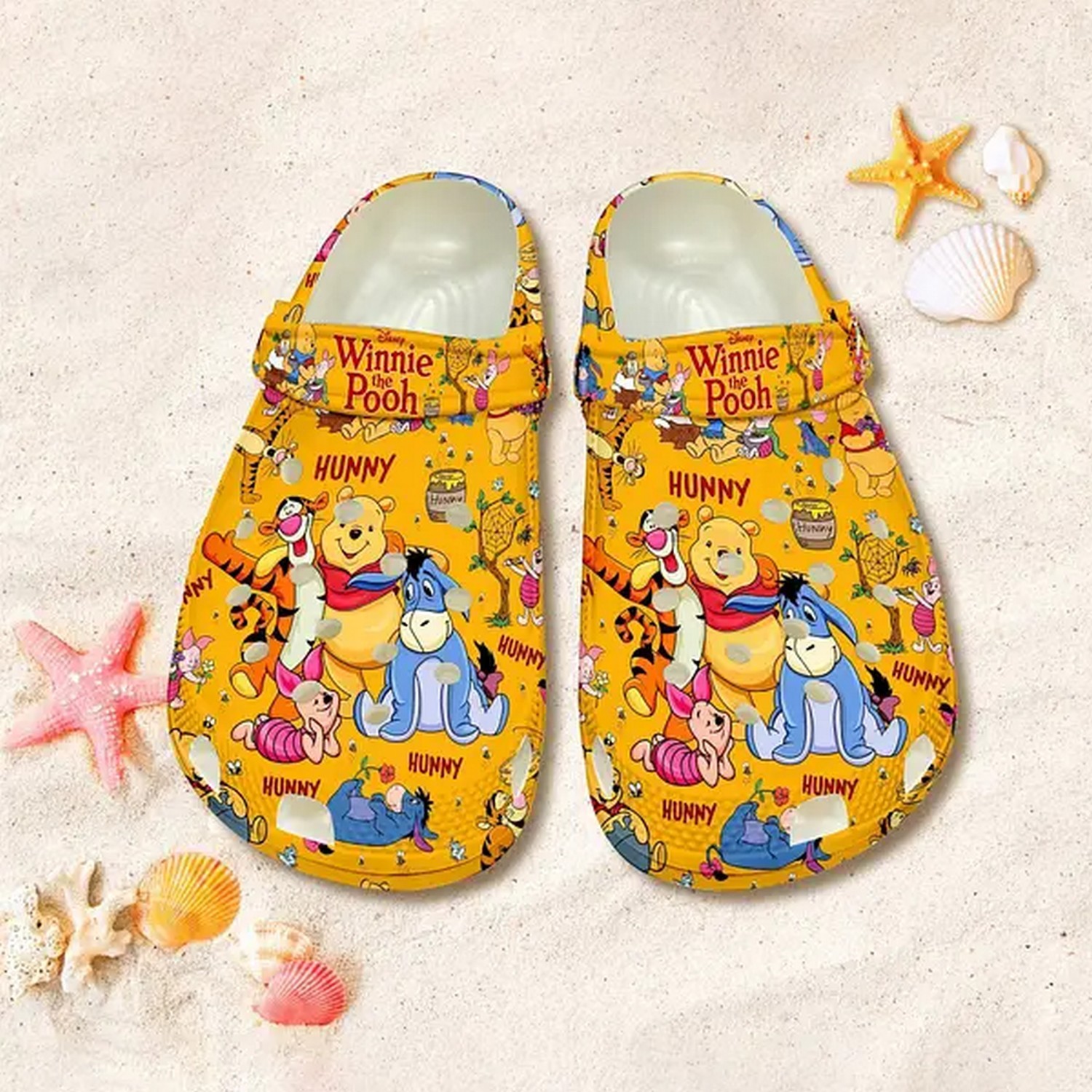Merchidea Winnie The Pooh Cartoon Crocs Crocband Clogs Shoes Comfortable For Men Women and Kids
