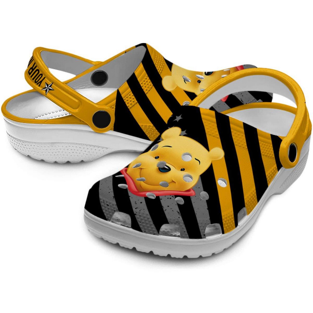 Merchidea Winnie The Pooh Cartoon Crocs Crocband Clogs Shoes Comfortable For Men Women and Kids