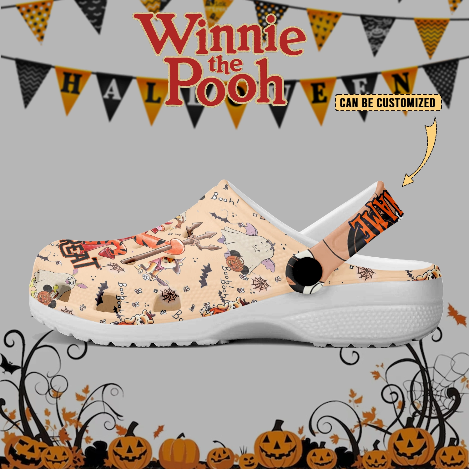 Merchidea Winnie The Pooh x Halloween Crocs Crocband Clogs Shoes Comfortable For Men Women and Kids