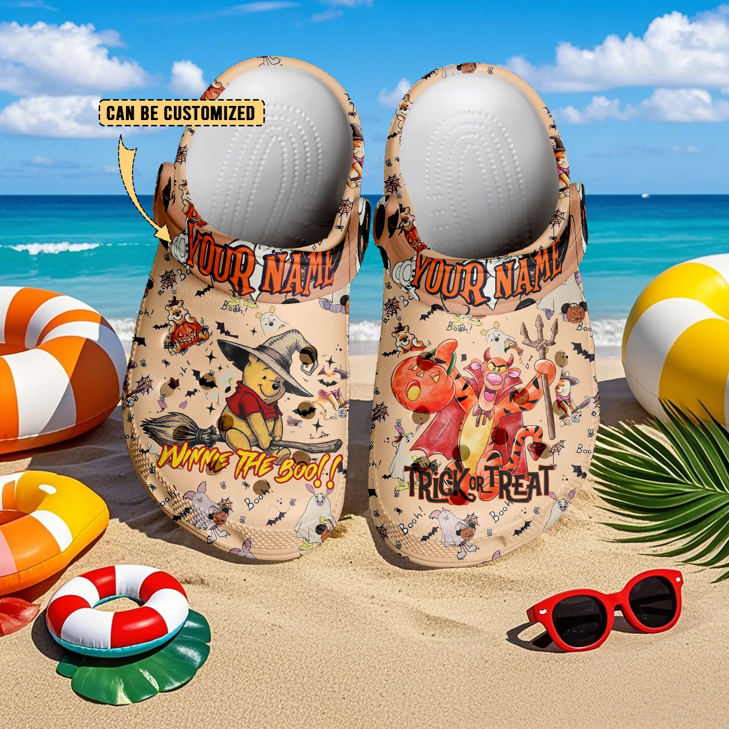 Merchidea Winnie The Pooh x Halloween Crocs Crocband Clogs Shoes Comfortable For Men Women and Kids