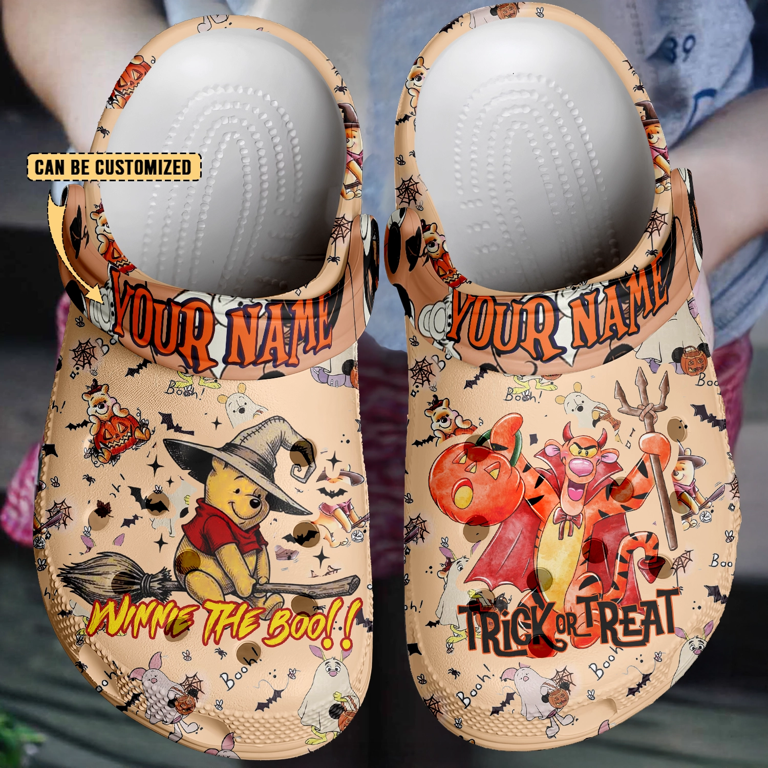 Merchidea Winnie The Pooh x Halloween Crocs Crocband Clogs Shoes Comfortable For Men Women and Kids