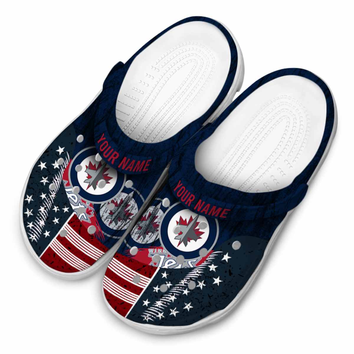 Merchidea Winnipeg Jets NHL Sport Crocs Crocband Clogs Shoes Comfortable For Men Women and Kids