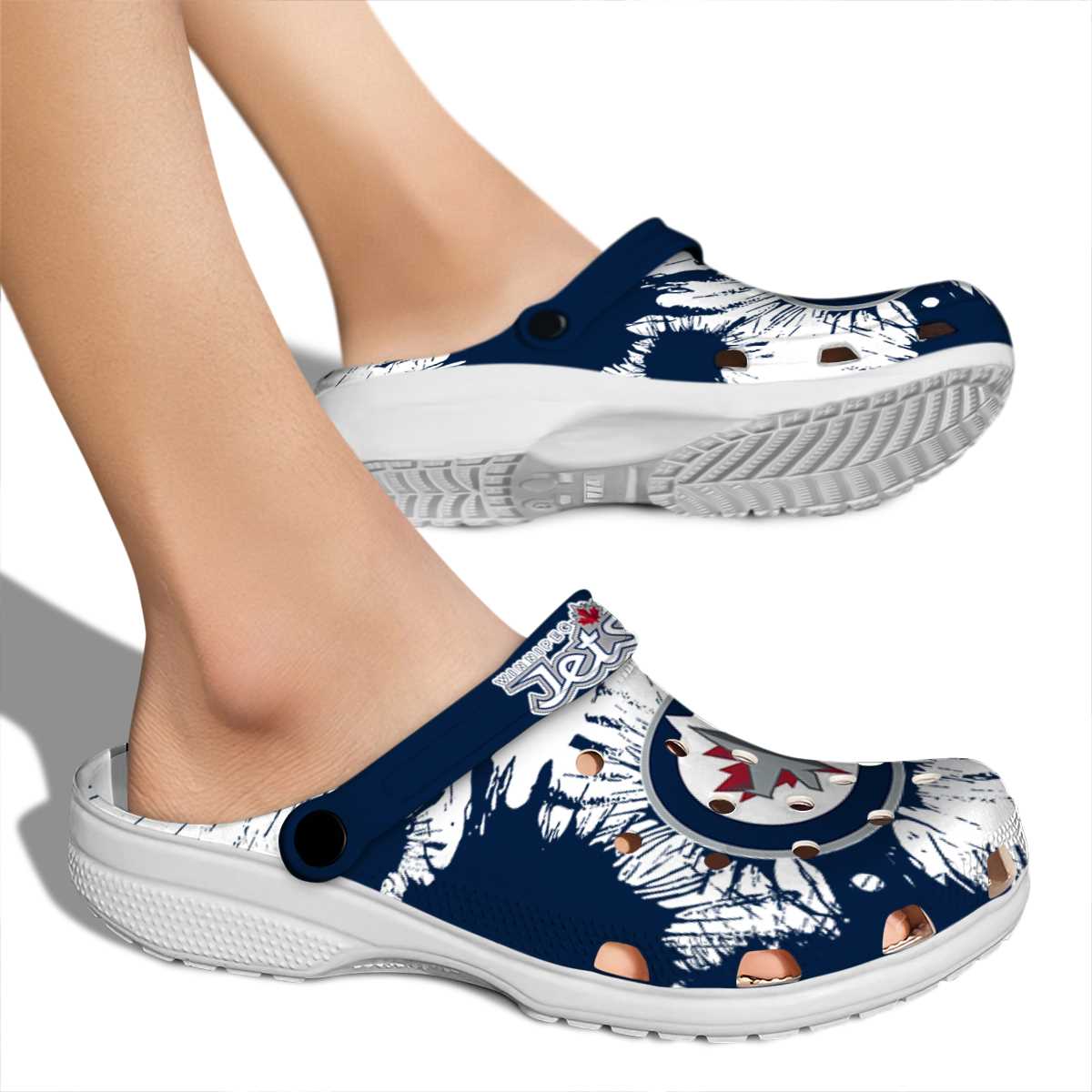 Merchidea Winnipeg Jets NHL Sport Crocs Crocband Clogs Shoes Comfortable For Men Women and Kids