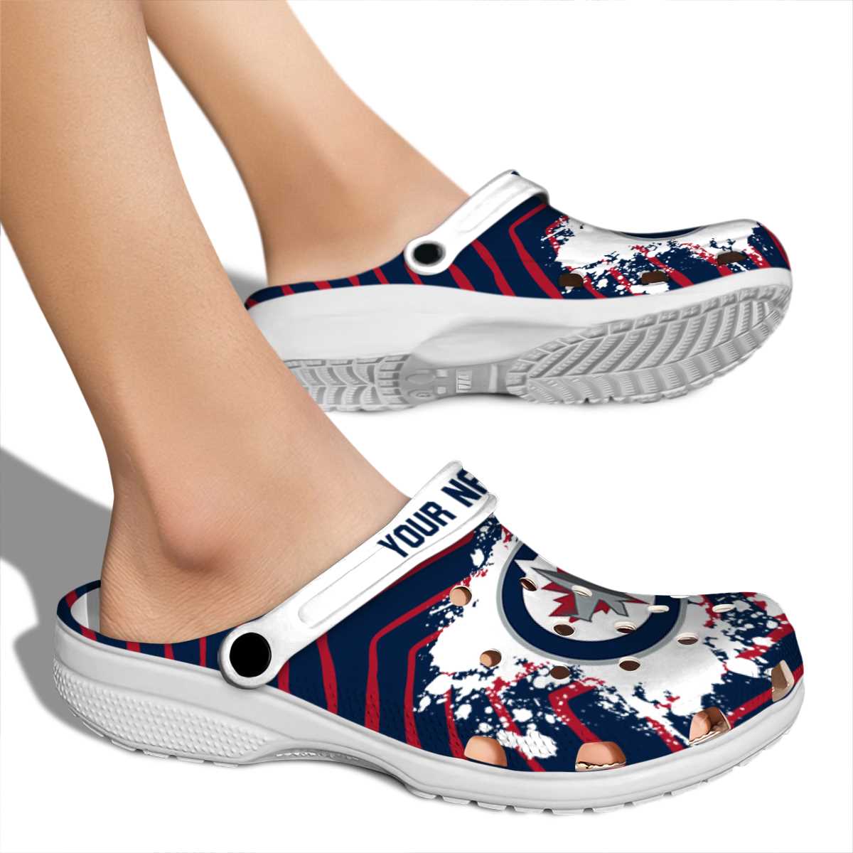 Merchidea Winnipeg Jets NHL Sport Crocs Crocband Clogs Shoes Comfortable For Men Women and Kids