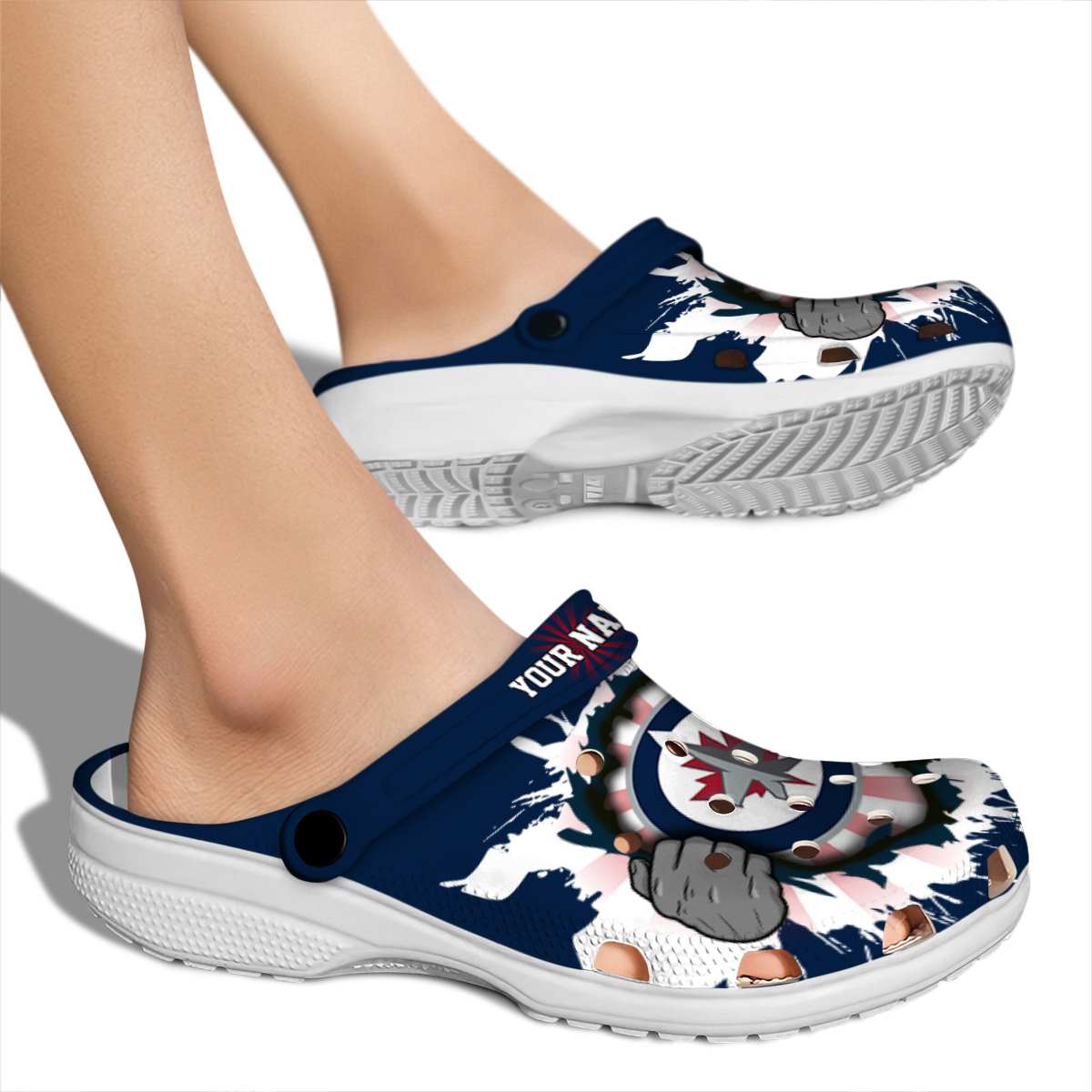 Merchidea Winnipeg Jets NHL Sport Crocs Crocband Clogs Shoes Comfortable For Men Women and Kids