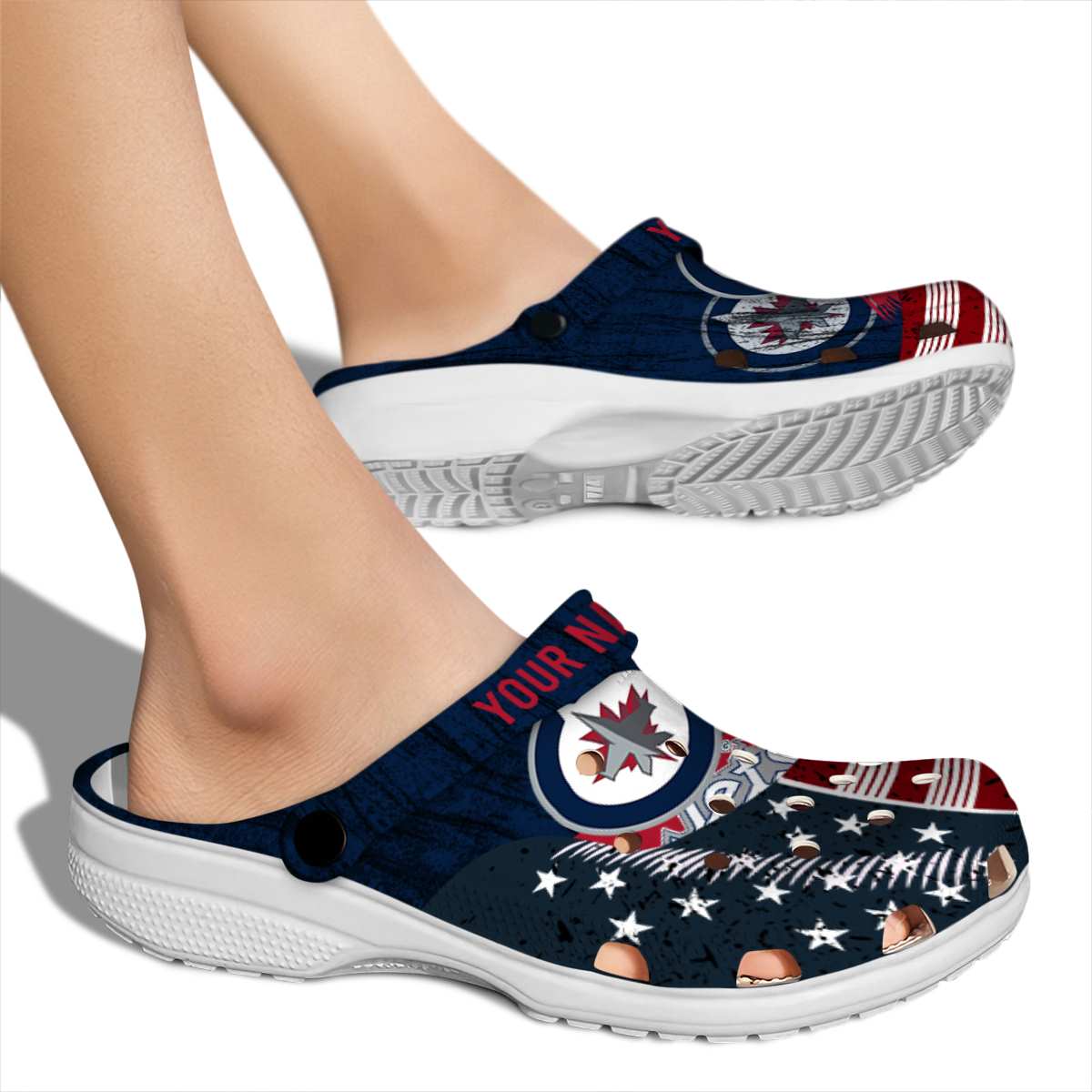 Merchidea Winnipeg Jets NHL Sport Crocs Crocband Clogs Shoes Comfortable For Men Women and Kids