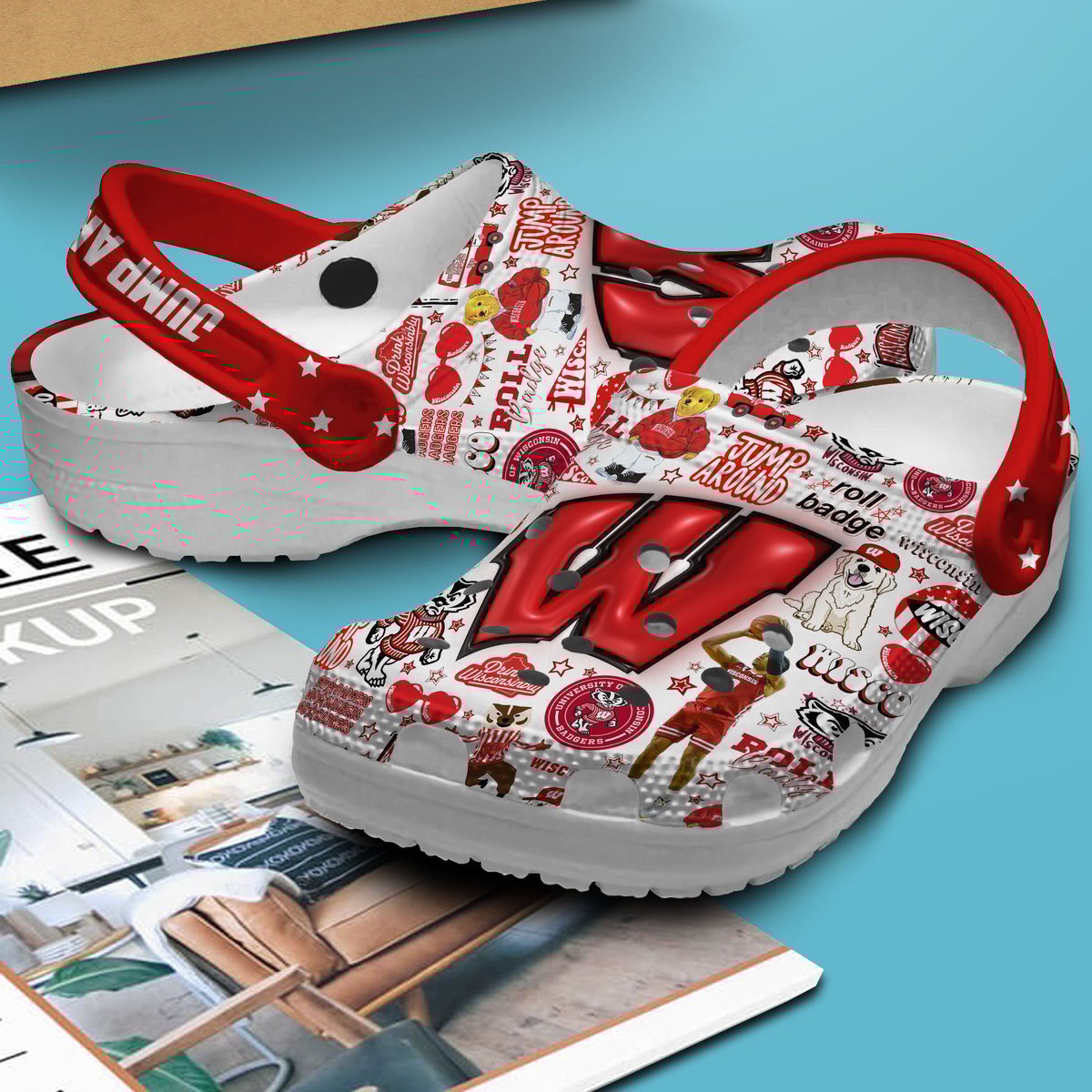 Merchidea Wisconsin Badgers NCAA Sport Crocs Crocband Clogs Shoes Comfortable For Men Women and Kids