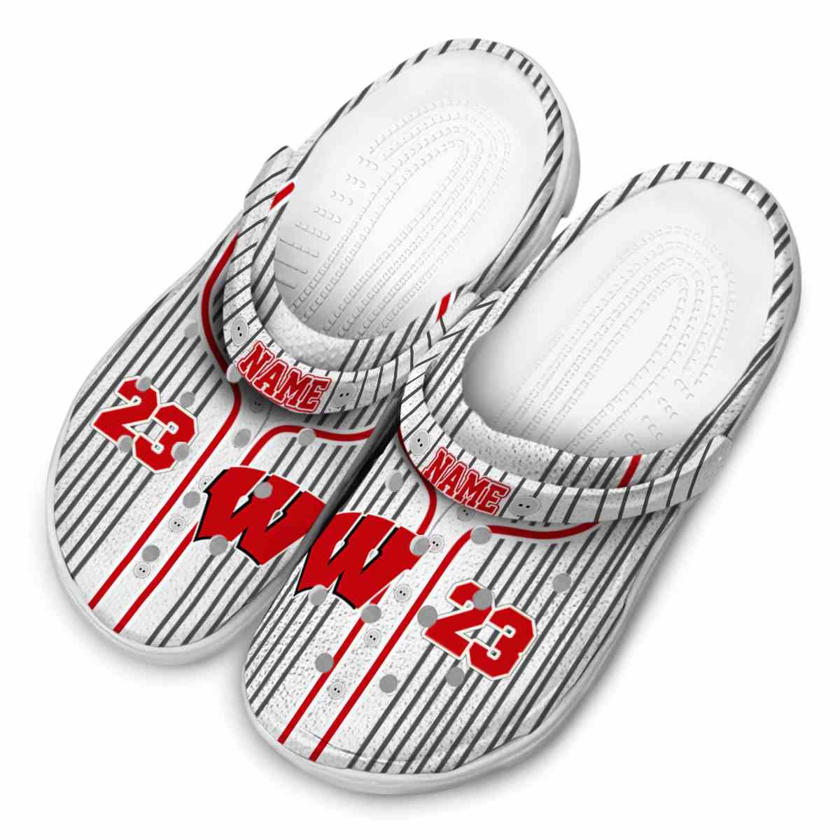 Merchidea Wisconsin Badgers NCAA Sport Crocs Crocband Clogs Shoes Comfortable For Men Women and Kids