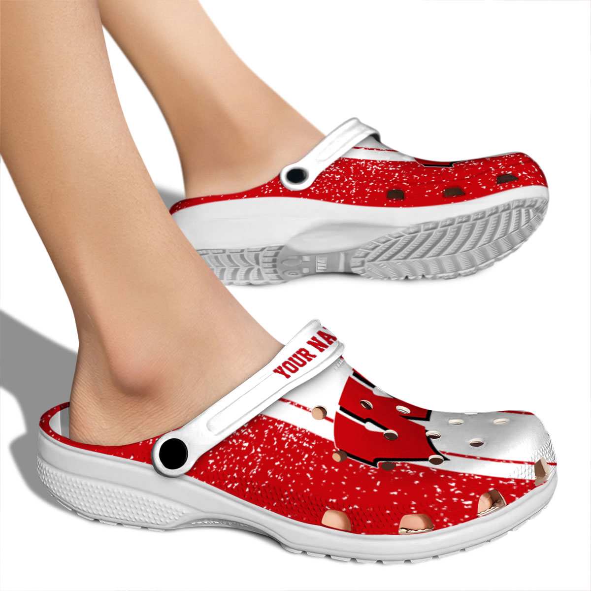Merchidea Wisconsin Badgers NCAA Sport Crocs Crocband Clogs Shoes Comfortable For Men Women and Kids