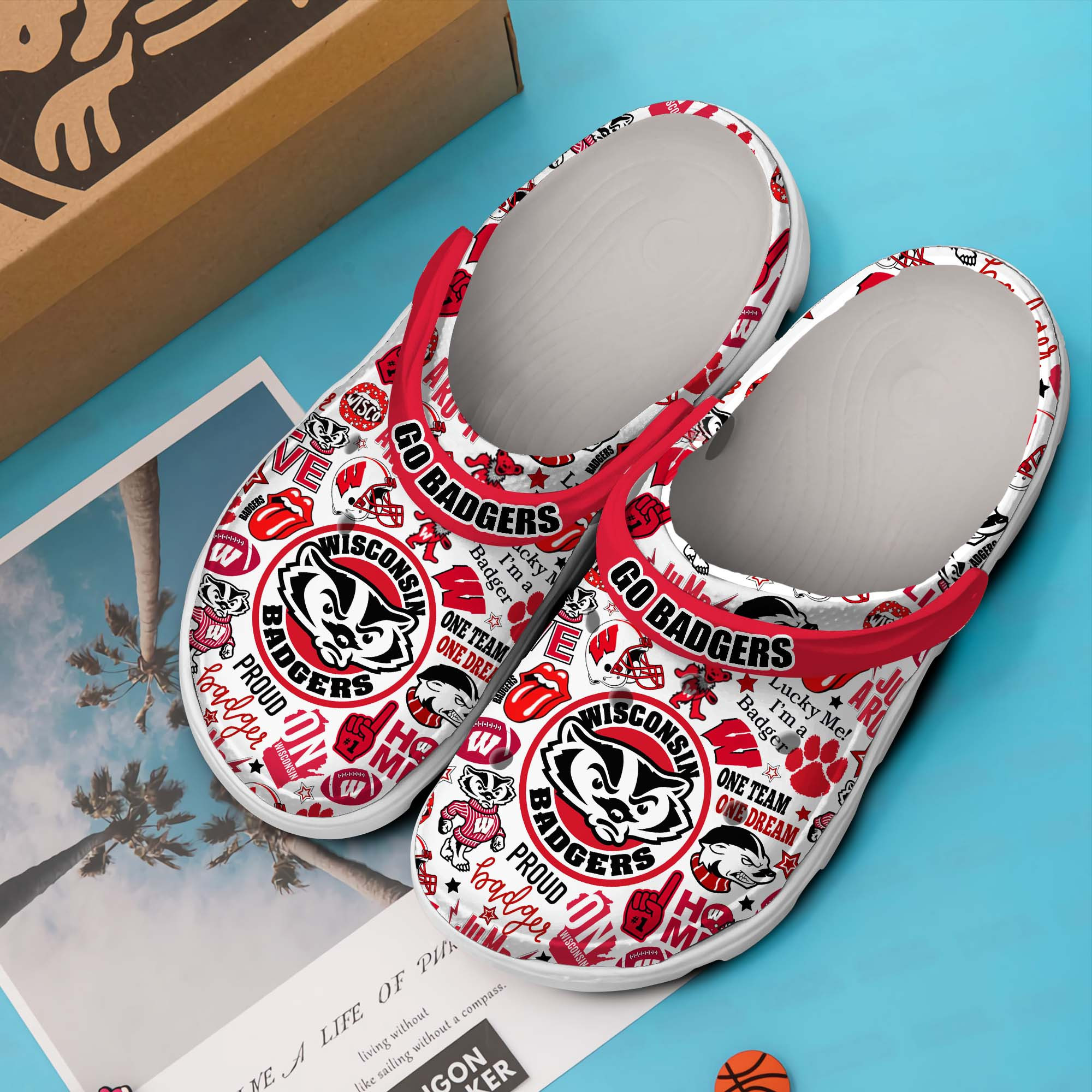 Merchidea Wisconsin Badgers NCAA Sport Crocs Crocband Clogs Shoes Comfortable For Men Women and Kids