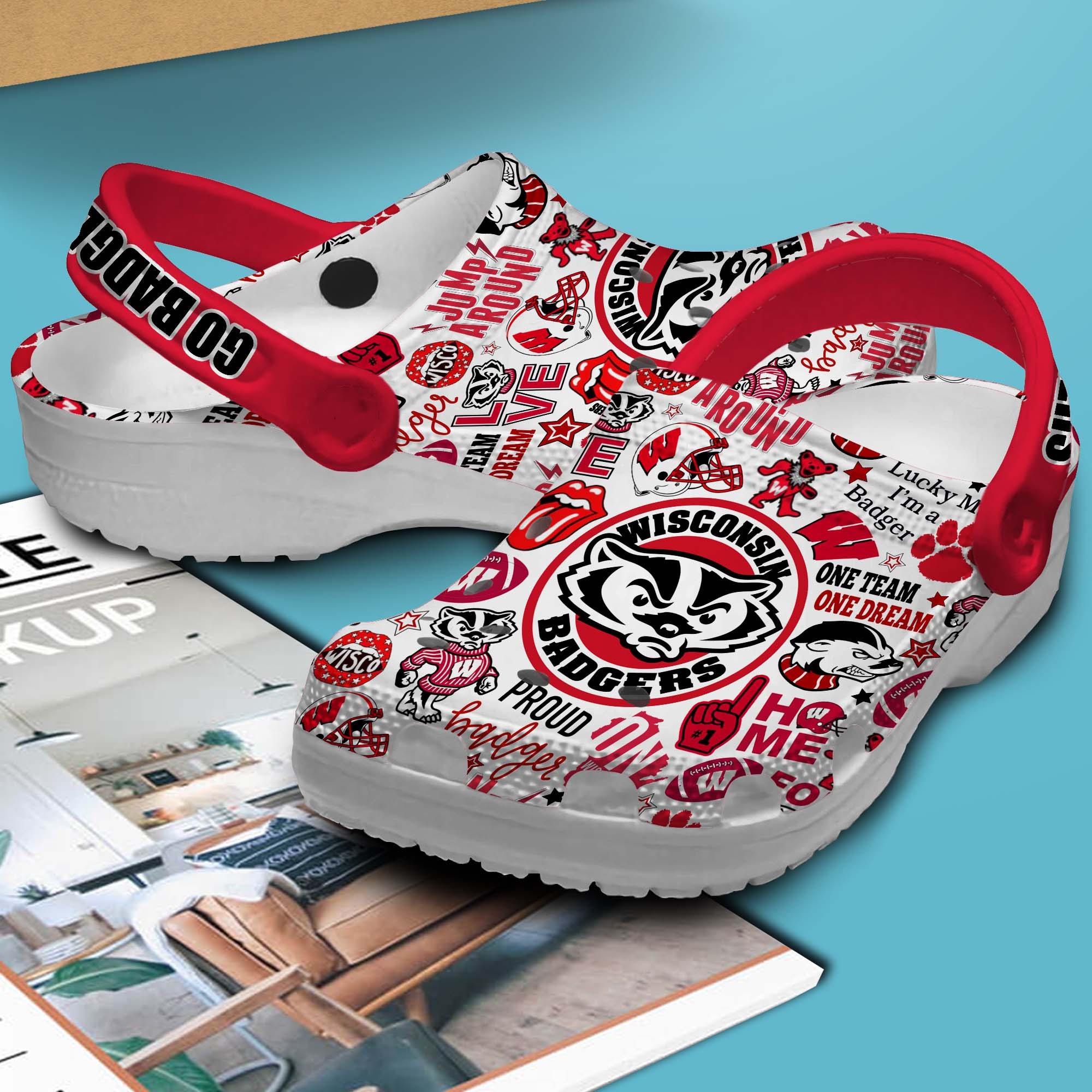 Merchidea Wisconsin Badgers NCAA Sport Crocs Crocband Clogs Shoes Comfortable For Men Women and Kids