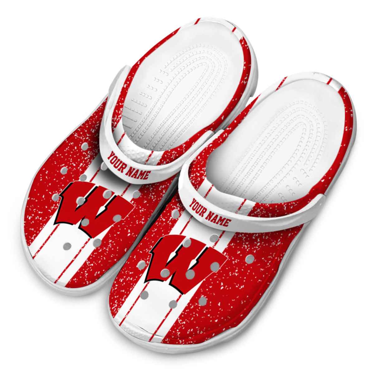 Merchidea Wisconsin Badgers NCAA Sport Crocs Crocband Clogs Shoes Comfortable For Men Women and Kids
