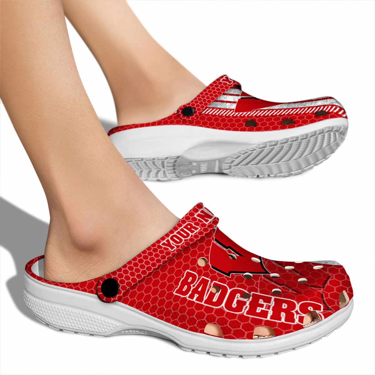 Merchidea Wisconsin Badgers NCAA Sport Crocs Crocband Clogs Shoes Comfortable For Men Women and Kids