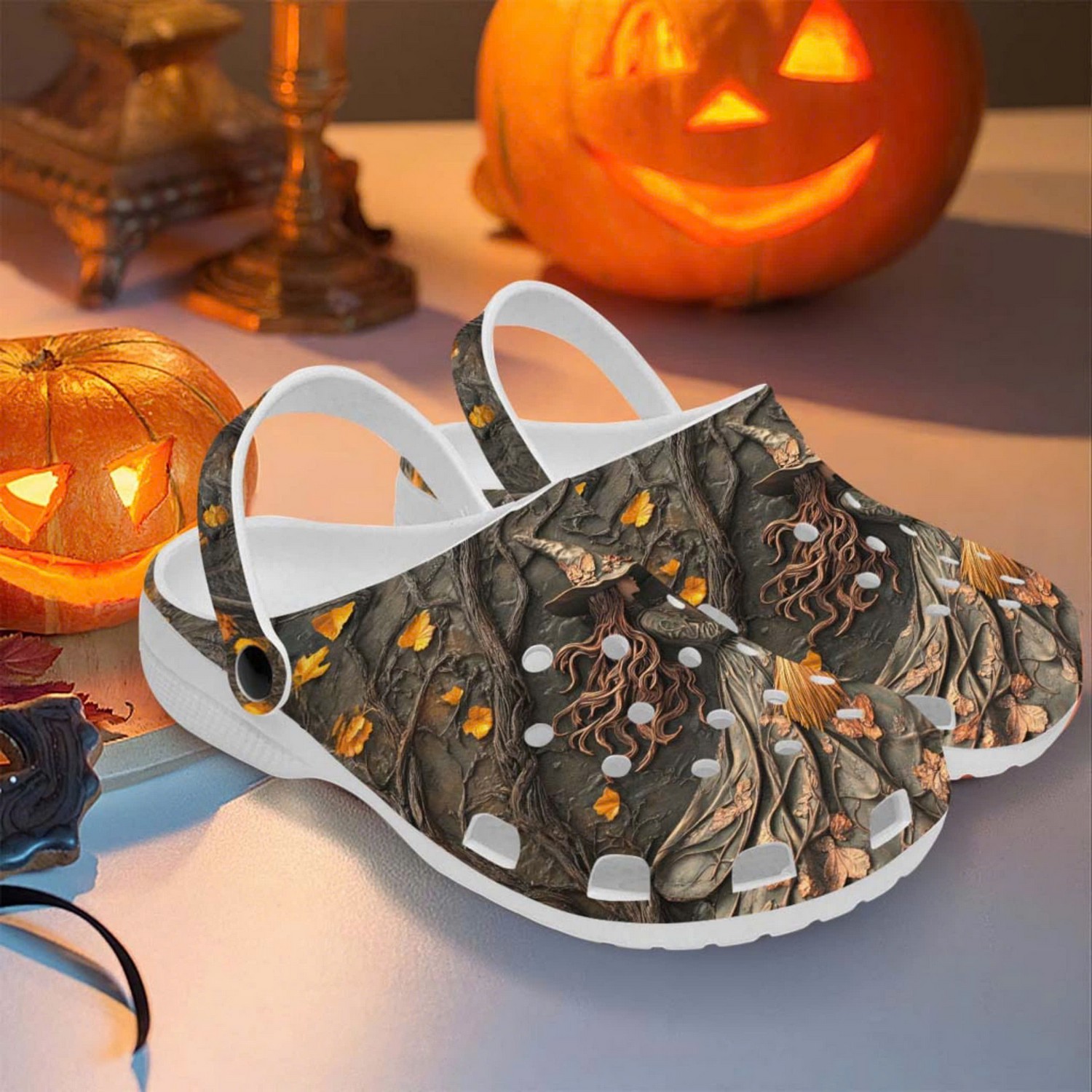 Merchidea Witch In Halloween Night Crocs Crocband Clogs Shoes Comfortable For Men Women and Kids