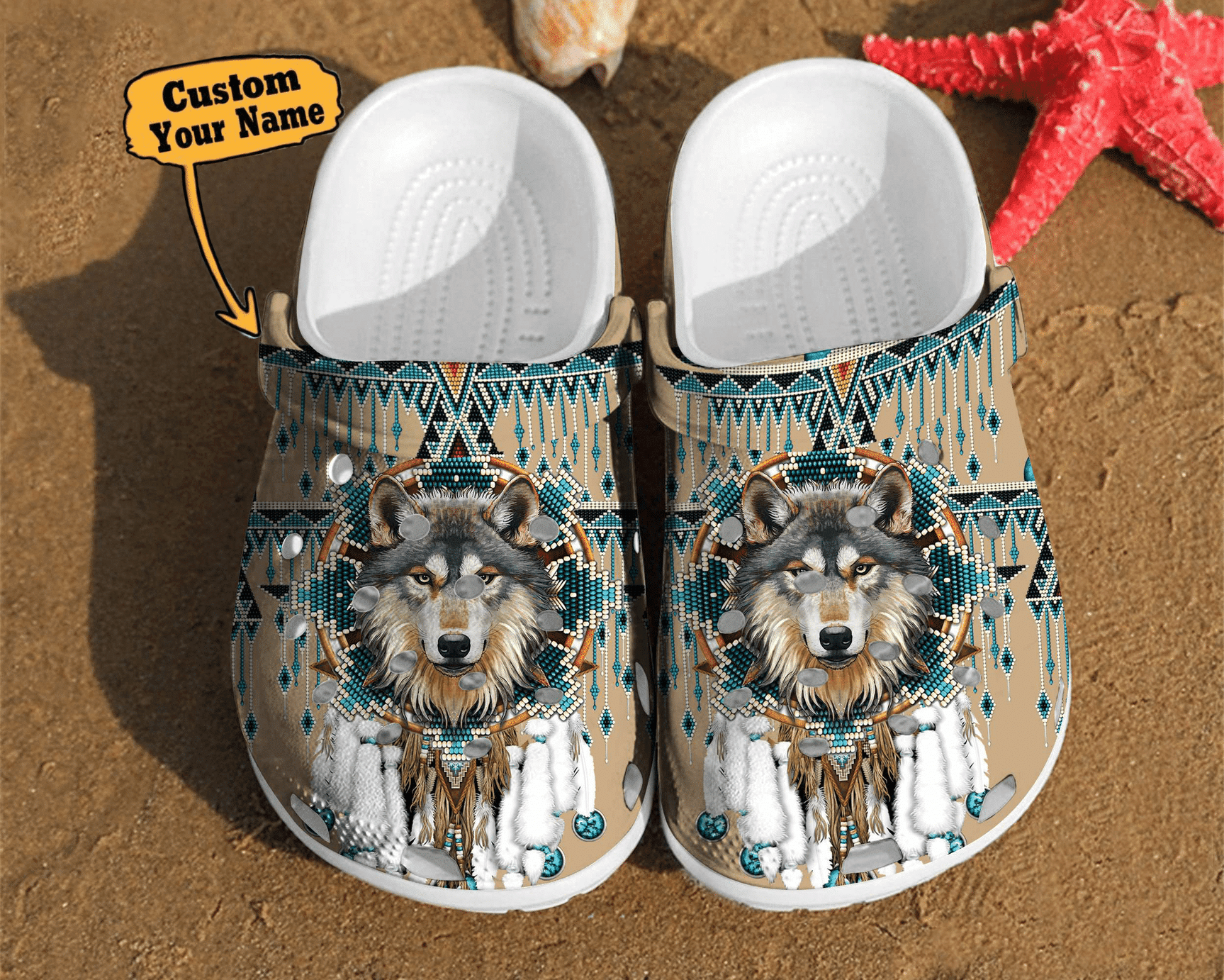 Merchidea Wolf Native American Dreamcatcher Gift For Lovers Style clog Shoes Wolf