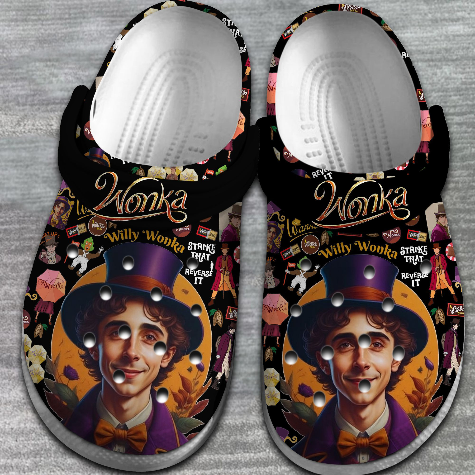 Merchidea Wonka Movie Crocs Crocband Clogs Shoes Comfortable For Men Women and Kids