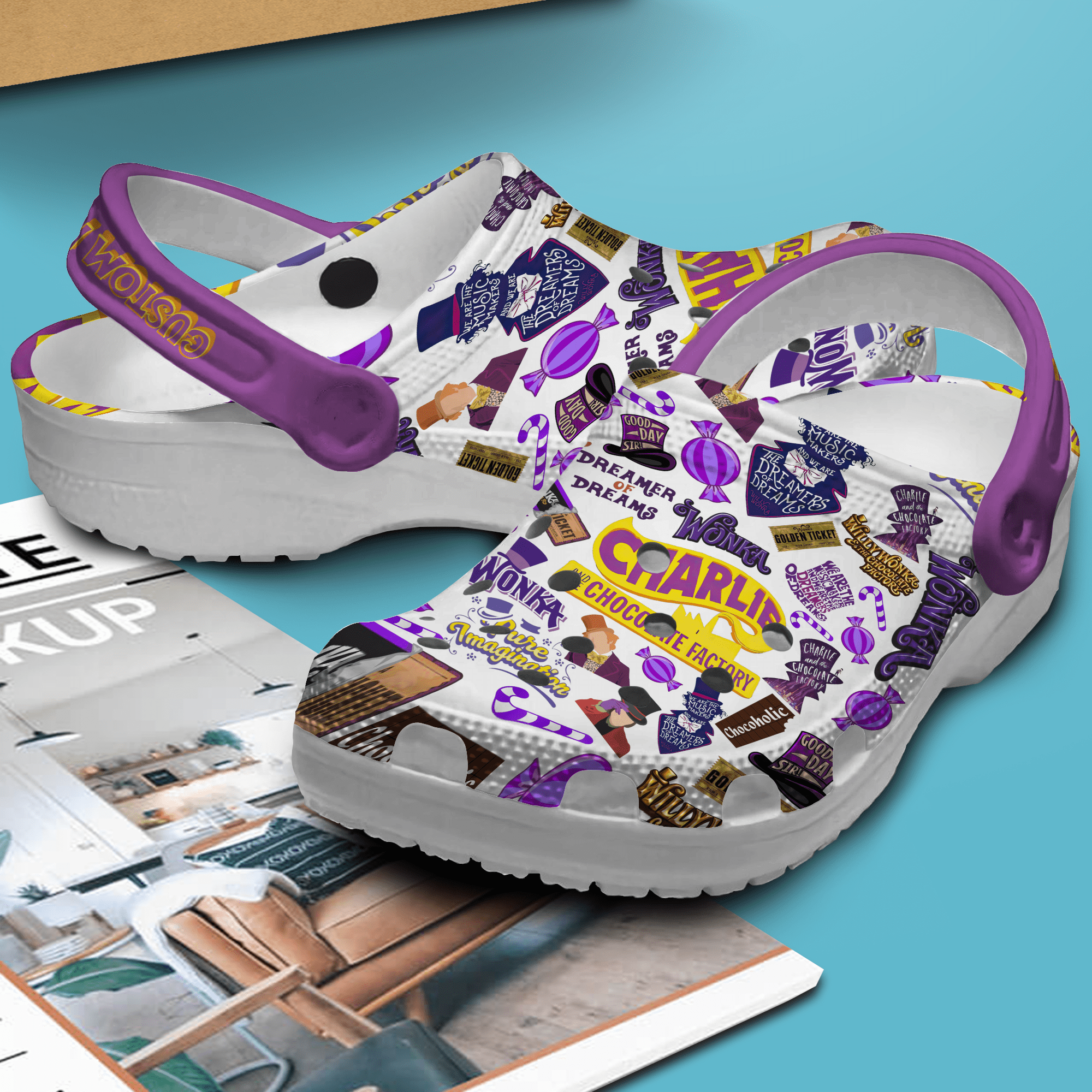 Merchidea Wonka Movie Crocs Crocband Clogs Shoes Comfortable For Men Women and Kids