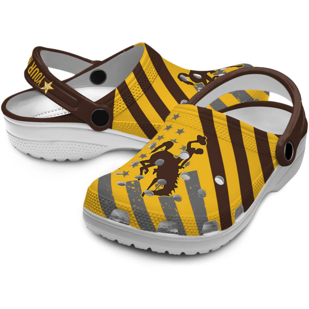 Merchidea Wyoming Cowboys NCAA Sport Crocs Crocband Clogs Shoes Comfortable For Men Women and Kids