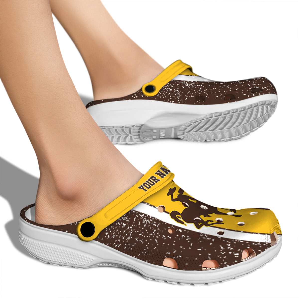 Merchidea Wyoming Cowboys NCAA Sport Crocs Crocband Clogs Shoes Comfortable For Men Women and Kids