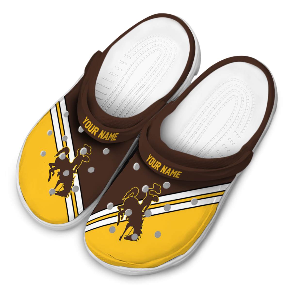Merchidea Wyoming Cowboys NCAA Sport Crocs Crocband Clogs Shoes Comfortable For Men Women and Kids
