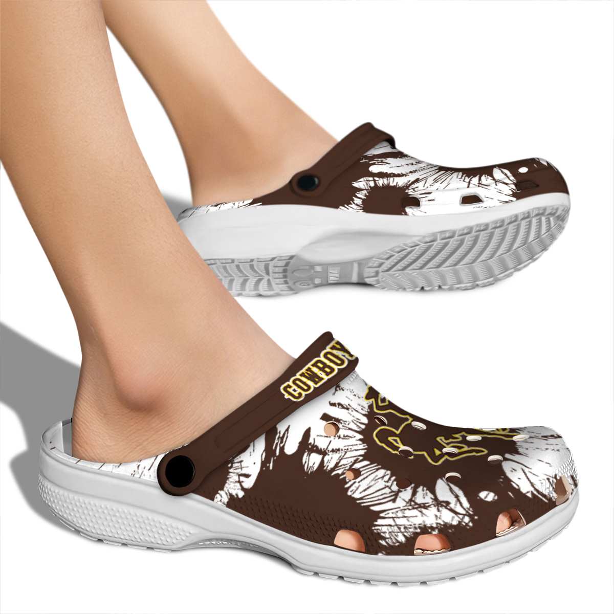 Merchidea Wyoming Cowboys NCAA Sport Crocs Crocband Clogs Shoes Comfortable For Men Women and Kids