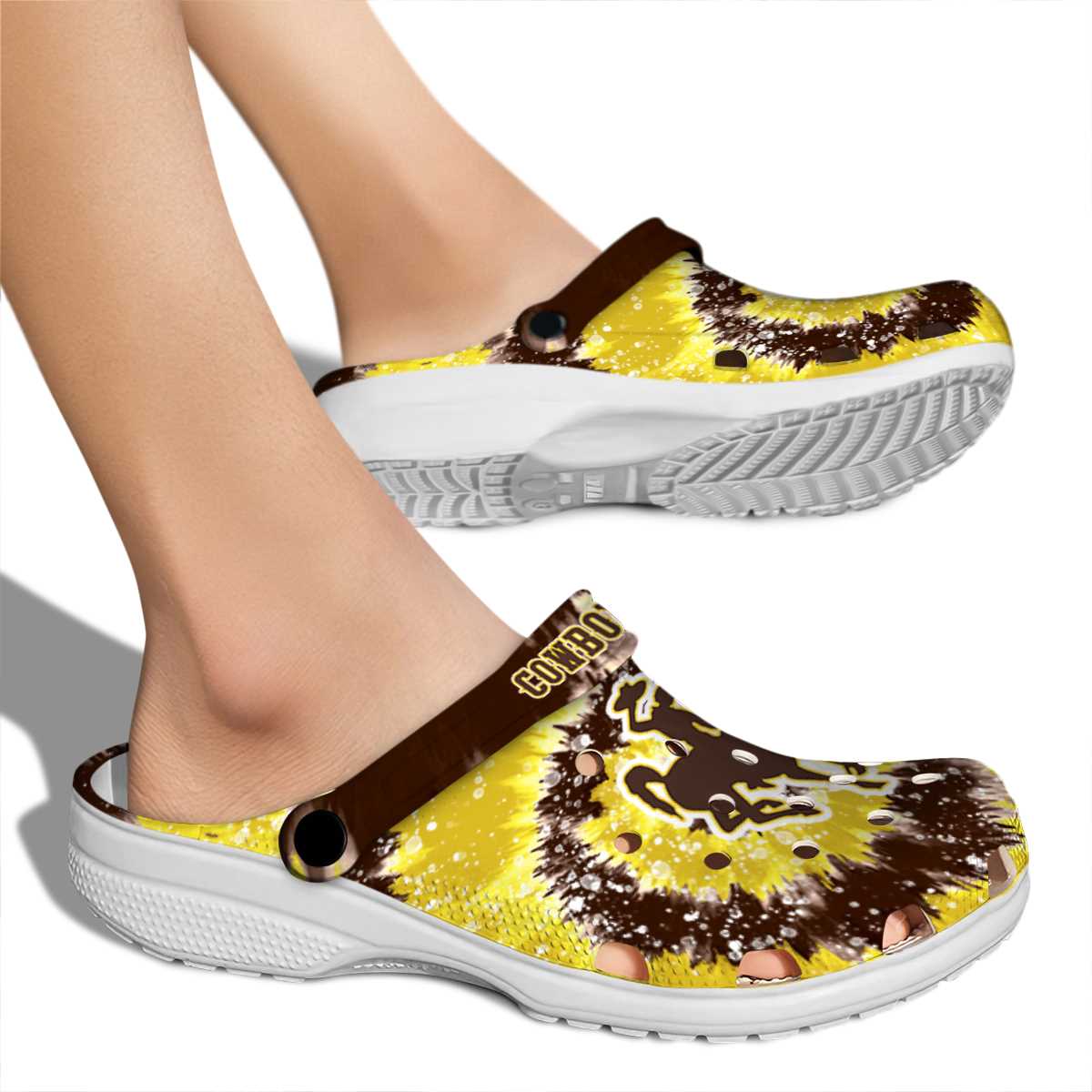 Merchidea Wyoming Cowboys NCAA Sport Crocs Crocband Clogs Shoes Comfortable For Men Women and Kids