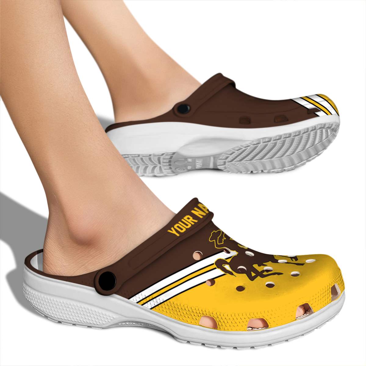 Merchidea Wyoming Cowboys NCAA Sport Crocs Crocband Clogs Shoes Comfortable For Men Women and Kids