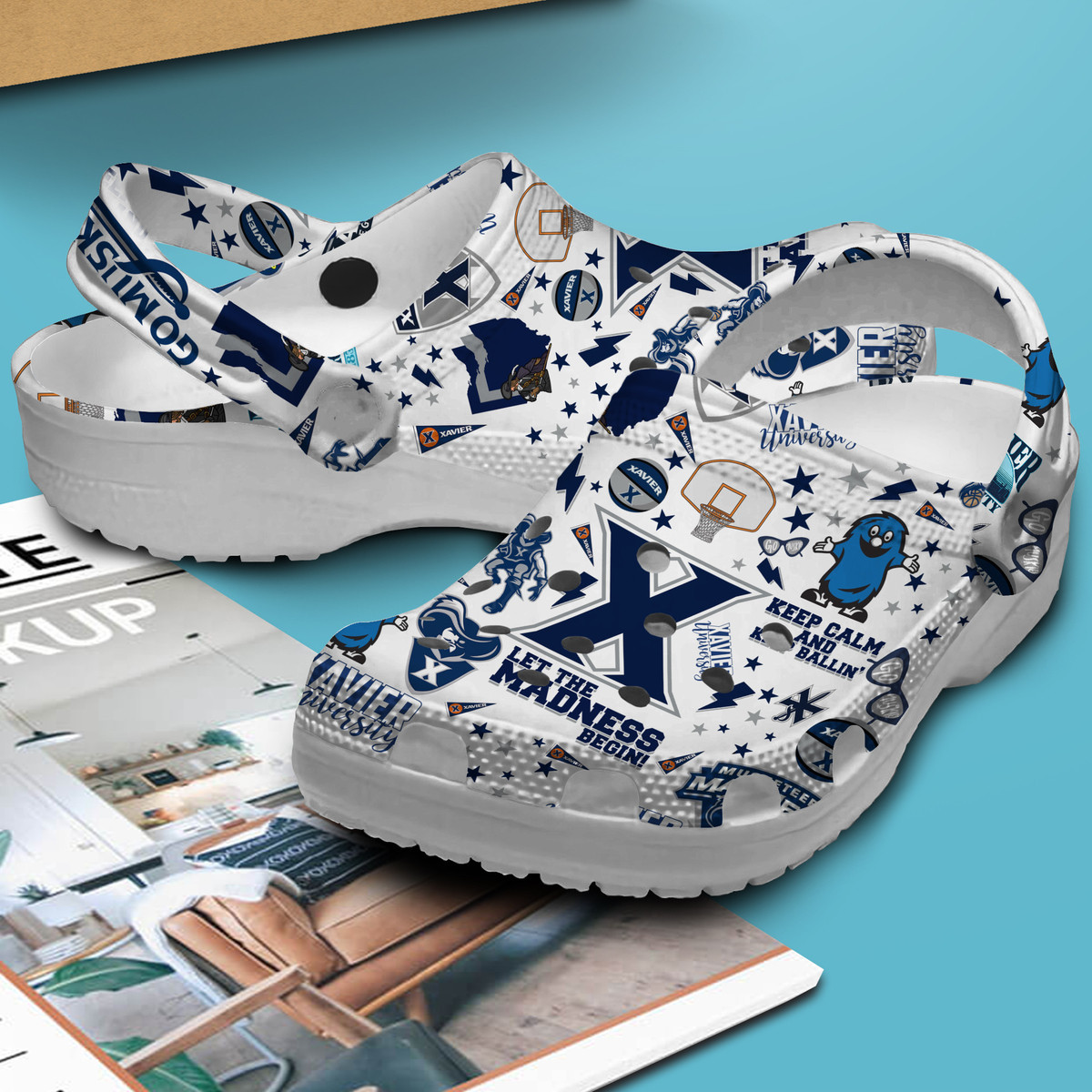 Merchidea Xavier Musketeers NCAA Sport Crocs Clogs Crocband Shoes Comfortable For Men Women and Kids