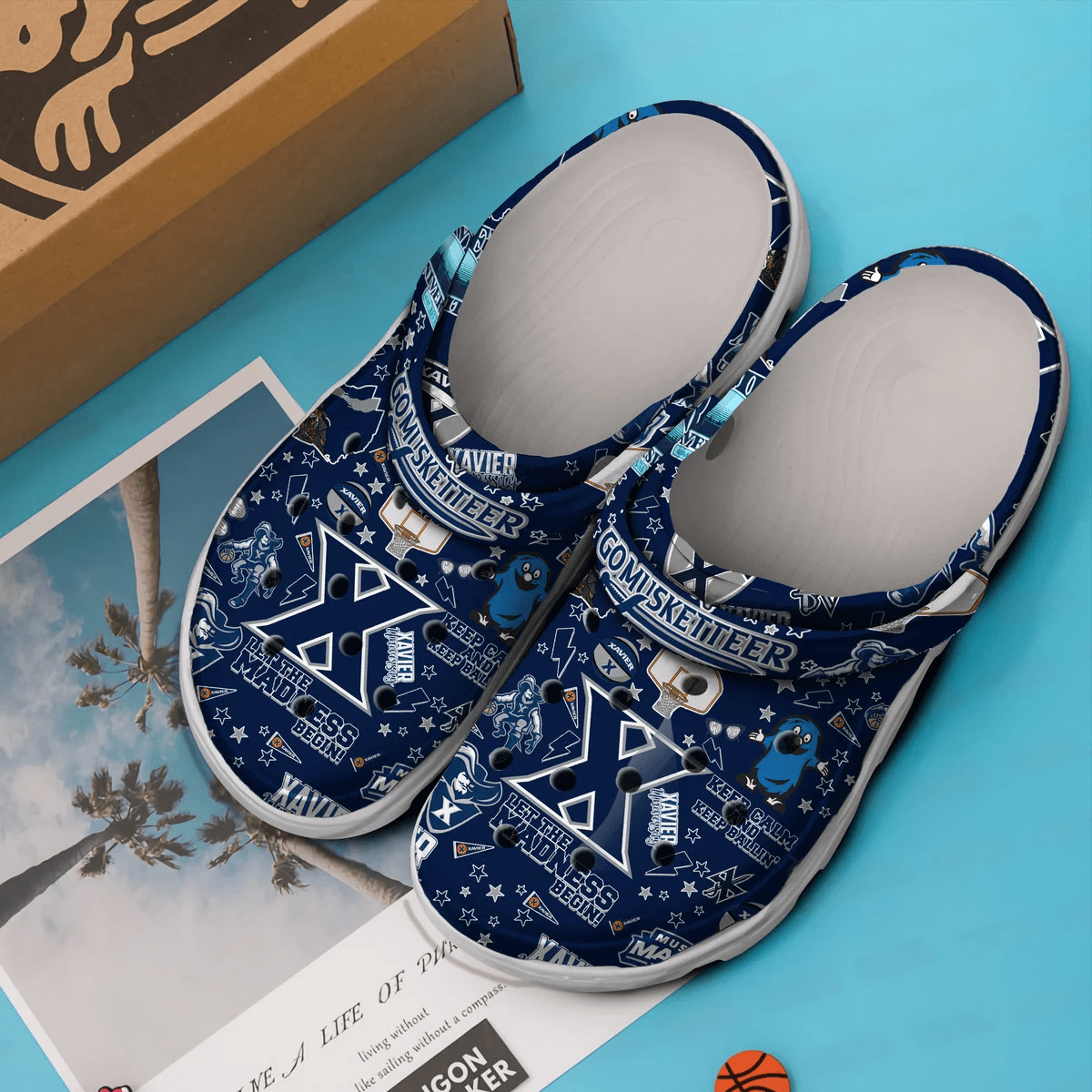 Merchidea Xavier Musketeers NCAA Sport Crocs Clogs Crocband Shoes Comfortable For Men Women and Kids